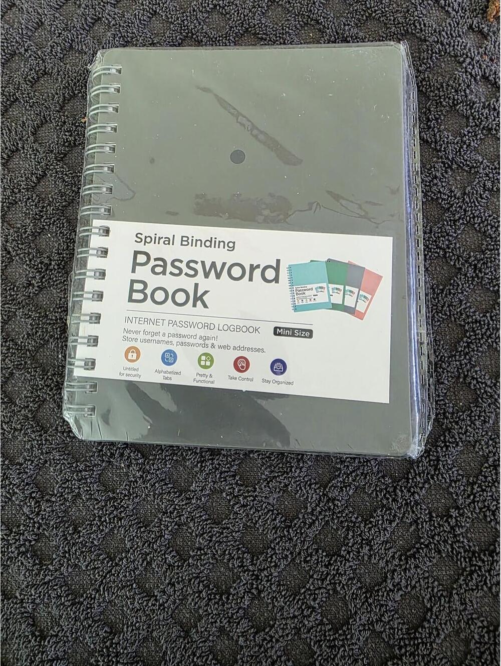 Mini Spiral Password Book Internet Password Logbook Gray Sealed Organizer